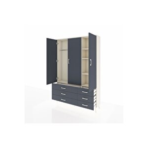 Arges Gardrop 5 Raflı 6 Çekmeceli Tek Askılı 132x30x195 Aytaşı-antrasit