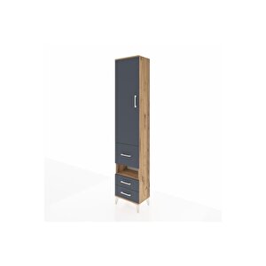 Arges Dolap 3 Raflı 3 Çekmeceli Tek Askılı 44x30x221 Çam-antrasit