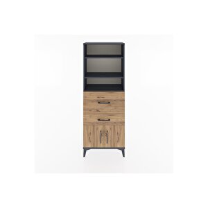 Arges Dolap 3 Raflı 2 Çekmeceli 2 Kapaklı 60x30x163 Antrasit-çam