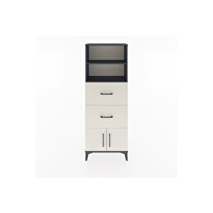 Arges Dolap 2 Raflı 2 Çekmeceli 2 Kapaklı 60x30x163 Antrasit-aytaşı