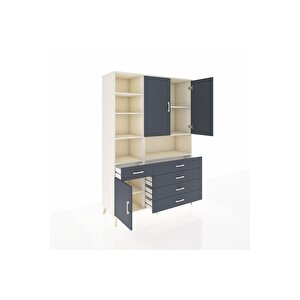 Hyperion Gardrop 8 Raflı 5 Çekmeceli 3 Kapaklı 132x44x195 Aytaşı-antrasit