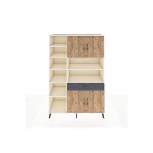 Hyperion Dolap 10 Raflı Tek Çekmeceli 4 Kapaklı 132x44x195 Aytaşı-çam/antrasit