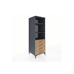 Kronos Dolap 3 Raflı 4 Çekmeceli 60x59x182 Antrasit-çam