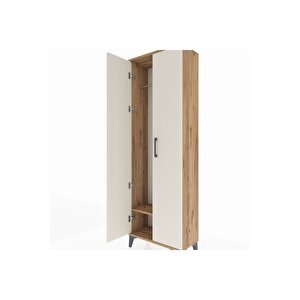 Arges Dolap Tek Raflı 2 Kapaklı Tek Askılı 60x30x182 Çam-aytaşı