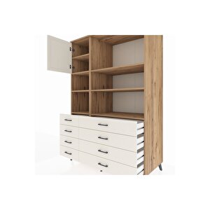 Kronos Dolap 7 Raflı 8 Çekmeceli Tek Kapaklı  132x59x195 Çam-aytaşı/aytaşı