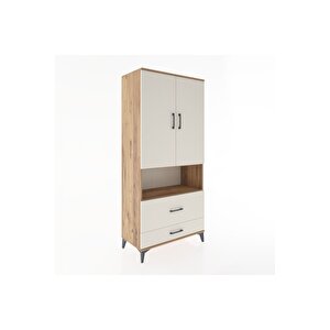 Hyperion Dolap 2 Raflı 2 Çekmeceli Tek Askılı 88x44x195 Çam-aytaşı