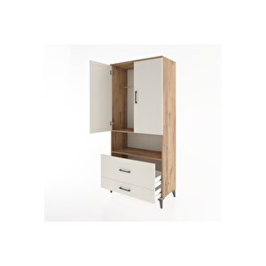 Hyperion Dolap 2 Raflı 2 Çekmeceli Tek Askılı 88x44x195 Çam-aytaşı
