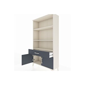 Arges Dolap 3 Raflı Tek Çekmeceli 2 Kapaklı 88x30x163 Aytaşı-antrasit