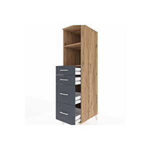 Kronos Dolap 2 Raflı 4 Çekmeceli 44x59x182 Çam-antrasit