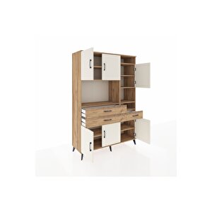 Hyperion Dolap 10 Raflı 3 Çekmeceli 6 Kapaklı 132x44x195 Çam-aytaşı/çam
