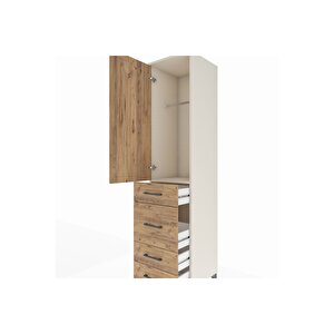 Hyperion Dolap Tek Raflı 4 Çekmeceli Tek Askılı 44x44x195 Aytaşı-çam