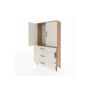 Arges Dolap Tek Raflı 3 Çekmeceli Tek Askılı 88x30x163 Çam-aytaşı