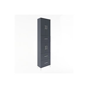 Arges Dolap 5 Raflı 3 Çekmeceli 4 Kapaklı 60x30x243 Antrasit-antrasit