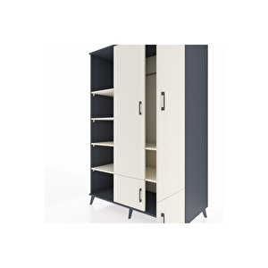 Kronos Dolap 6 Raflı 4 Kapaklı Tek Askılı 132x59x195 Antrasit-aytaşı/aytaşı