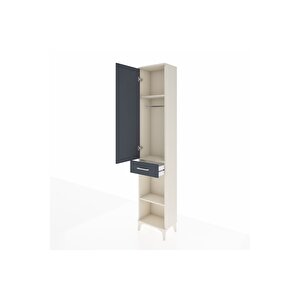 Arges Dolap 3 Raflı Tek Çekmeceli Tek Askılı 44x30x221 Aytaşı-antrasit