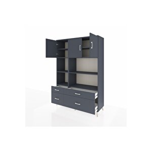 Hyperion Gardrop 8 Raflı 4 Çekmeceli 3 Kapaklı 132x44x195 Antrasit-antrasit