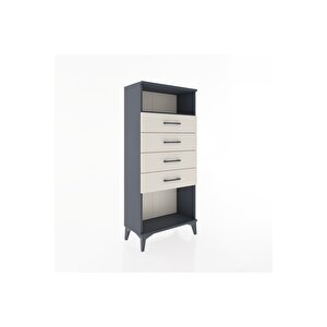 Hyperion Dolap Tek Raflı 4 Çekmeceli 60x44x134 Antrasit-aytaşı