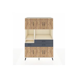 Kronos Dolap 9 Raflı 3 Çekmeceli 6 Kapaklı 132x59x195 Aytaşı-çam/antrasit