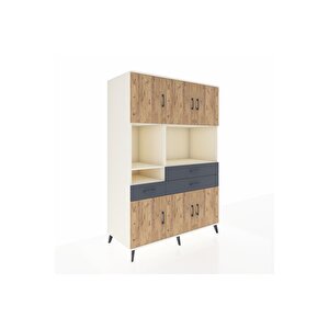 Kronos Dolap 9 Raflı 3 Çekmeceli 6 Kapaklı 132x59x195 Aytaşı-çam/antrasit