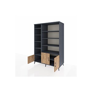 Kronos Dolap 10 Raflı 3 Kapaklı 132x59x195 Antrasit-çam/antrasit