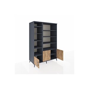 Kronos Dolap 10 Raflı 3 Kapaklı 132x59x195 Antrasit-çam/antrasit