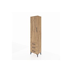 Arges Dolap 4 Raflı 3 Çekmeceli Tek Kapaklı 44x30x182 Çam-çam