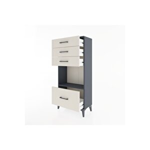 Hyperion Dolap Tek Raflı 4 Çekmeceli 60x44x134 Antrasit-aytaşı