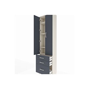 Arges Dolap 4 Raflı 3 Çekmeceli 2 Kapaklı 60x30x221 Aytaşı-antrasit