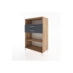 Hyperion Dolap 2 Raflı 2 Çekmeceli 88x44x134 Çam-antrasit