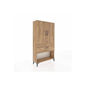 Arges Dolap 3 Raflı Tek Çekmeceli 2 Kapaklı 88x30x163 Çam-çam