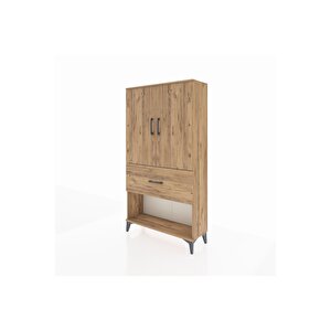 Arges Dolap 3 Raflı Tek Çekmeceli 2 Kapaklı 88x30x163 Çam-çam