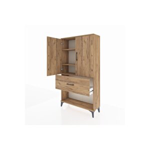 Arges Dolap 3 Raflı Tek Çekmeceli 2 Kapaklı 88x30x163 Çam-çam