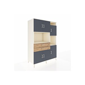 Kronos Dolap 9 Raflı 2 Çekmeceli 6 Kapaklı 132x59x195 Aytaşı-antrasit/çam