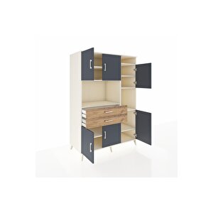Kronos Dolap 9 Raflı 2 Çekmeceli 6 Kapaklı 132x59x195 Aytaşı-antrasit/çam