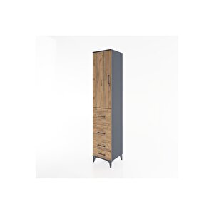 Hyperion Dolap 2 Raflı 4 Çekmeceli Tek Askılı 44x44x221 Antrasit-çam