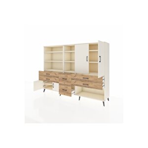 Hyperion Dolap 10 Raflı 6 Çekmeceli 4 Kapaklı 220x44x163 Aytaşı-aytaşı/çam