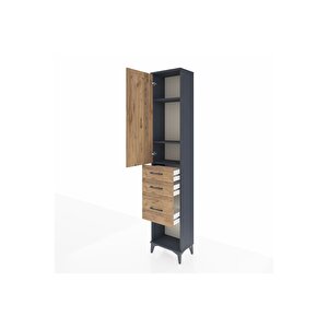 Arges Dolap 3 Raflı 3 Çekmeceli Tek Kapaklı 44x30x221 Antrasit-çam