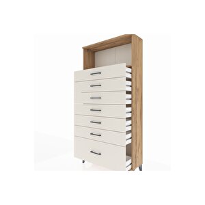 Arges Dolap Tek Raflı 7 Çekmeceli 88x30x182 Çam-aytaşı
