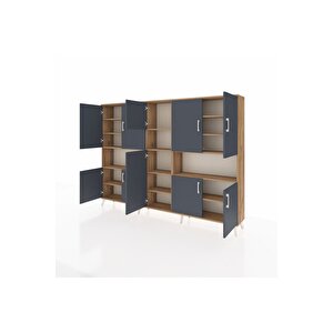 Arges Dolap 14 Raflı 10 Kapaklı 220x30x163 Çam-antrasit/çam