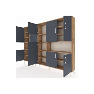 Arges Dolap 14 Raflı 10 Kapaklı 220x30x163 Çam-antrasit/çam