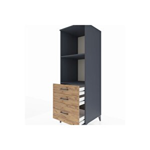 Kronos Dolap 2 Raflı 3 Çekmeceli 60x59x182 Antrasit-çam