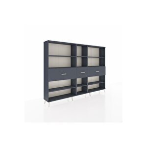 Arges Dolap 9 Raflı 3 Çekmeceli  220x30x163 Antrasit-antrasit