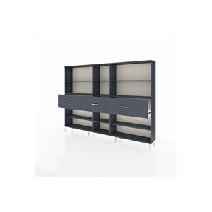 Arges Dolap 9 Raflı 3 Çekmeceli  220x30x163 Antrasit-antrasit