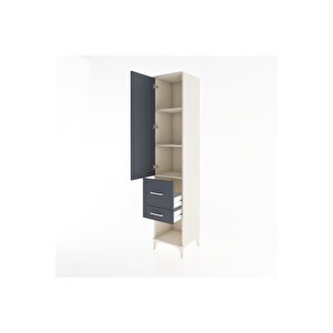 Hyperion Dolap 3 Raflı 2 Çekmeceli Tek Kapaklı 44x44x221 Aytaşı-antrasit