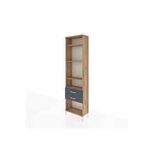 Arges Dolap 4 Raflı 2 Çekmeceli 60x30x221 Çam-antrasit