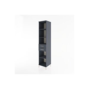 Hyperion Dolap 4 Raflı 2 Çekmeceli 44x44x221 Antrasit-antrasit