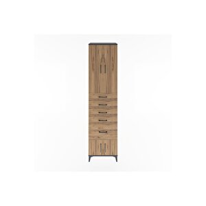 Hyperion Dolap 3 Raflı 5 Çekmeceli 4 Kapaklı 60x44x243 Antrasit-çam