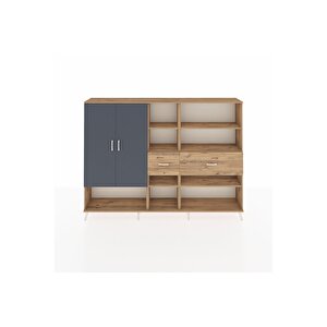 Arges Dolap 10 Raflı 2 Çekmeceli 2 Kapaklı 220x30x163 Çam-antrasit/çam