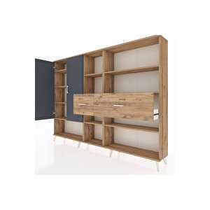 Arges Dolap 10 Raflı 2 Çekmeceli 2 Kapaklı 220x30x163 Çam-antrasit/çam