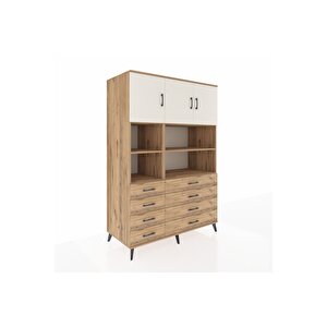 Kronos Dolap 8 Raflı 8 Çekmeceli 3 Kapaklı 132x59x195 Çam-aytaşı/çam